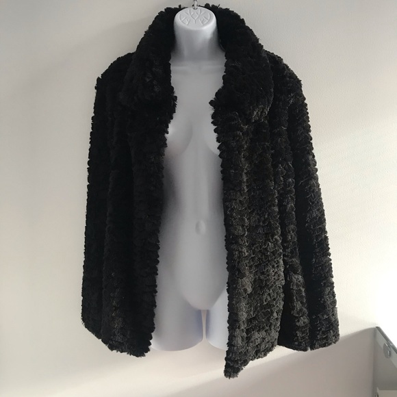 Regal Black Faux Fur Shaggy Plush Winter Coat - Picture 15 of 15